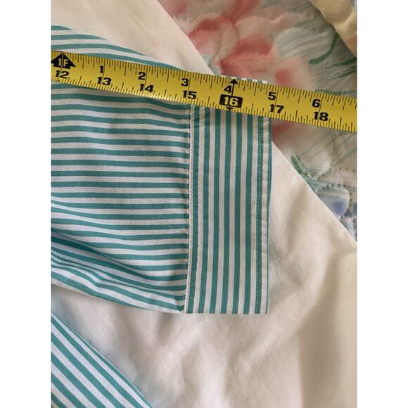 Blair Women Blue Blouse Top Sz XL Cotton Buttons Pullover Long Roll Up Sleeve - Picture 11 of 12